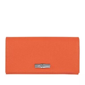 [Longchamp] Roseau Leather Continental Wallet | Orange